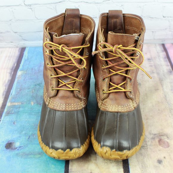 Vintage LL Bean Unlined Brown Leather Maine Hunting Duck Boots 6 M - Picture 5 of 9